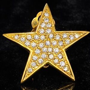 Joan Rivers vintage estate gold crystal cz pave set star clip-on earrings QVC